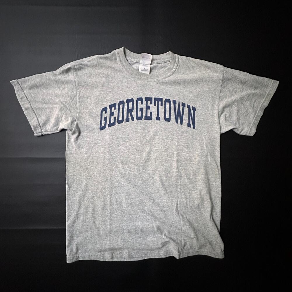 VTG Georgetown University T Shirt Mens Medium Gray Y2k Short Sleeve Preppy Ivy